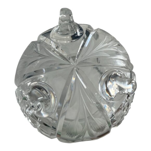 VTG Cut Crystal Condiment Jar with Spoon Notch – Footed Bohemian Style – Molded - Picture 6 of 8